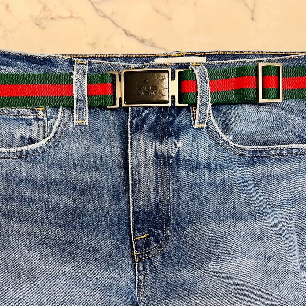 Vintage Gucci Seatbelt Striped Woven Belt - image 5